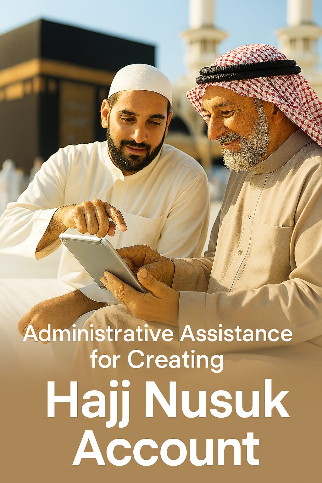 Ar-Rahman Guests Travel staff assisting a pilgrim with Nusuk Hajj account setup